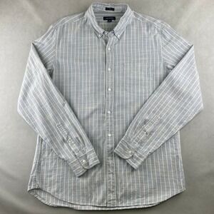 J Crew Jeans Shirt Men L Blue Cream Slim Fit Casual Stripe Long Sleeve Button Up